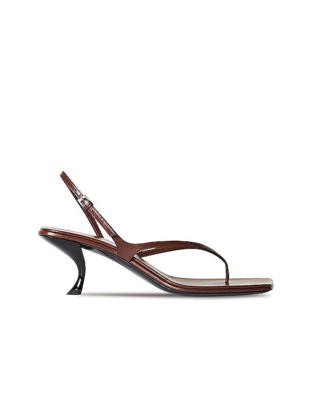 The Row Constance Sandal Walnut Brown Leather Square-Toe Thong Sandals